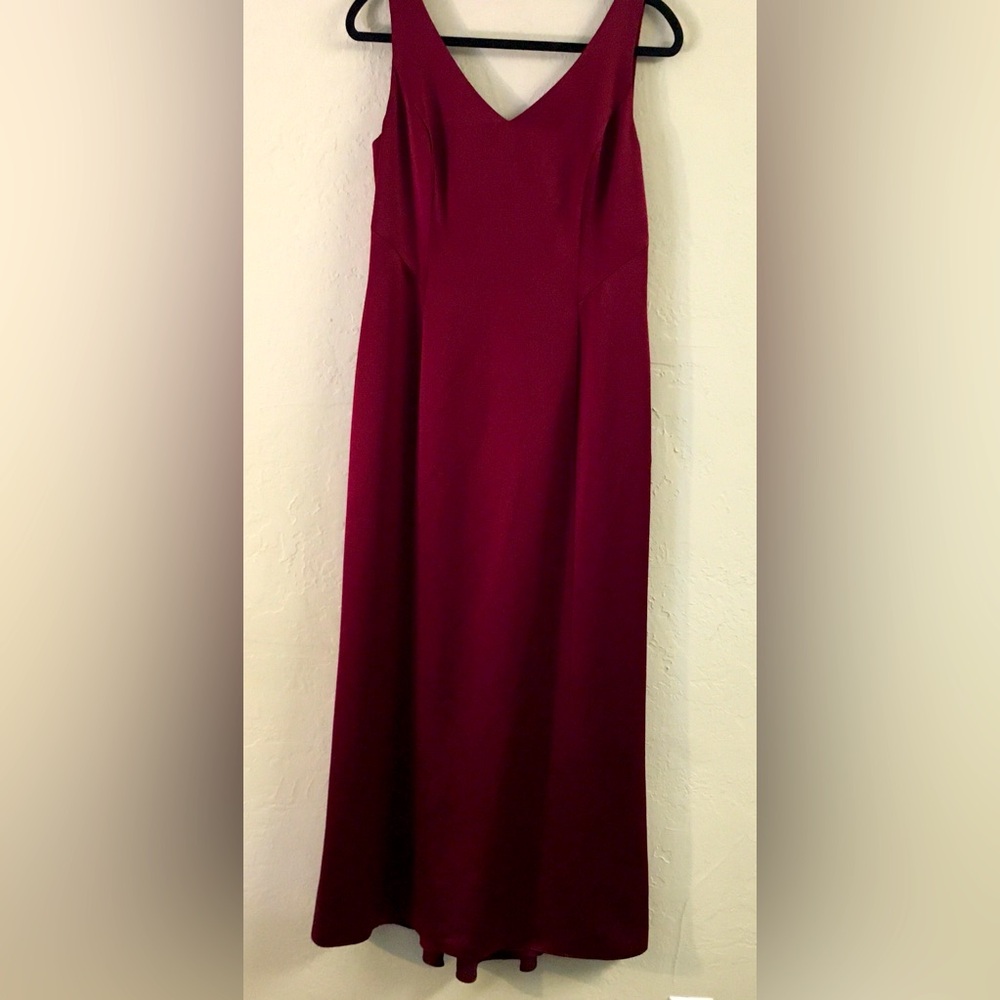 Ann Taylor Loft Satin Long Sleeveless Mermaid Evening Gown 10 Red Holiday Party